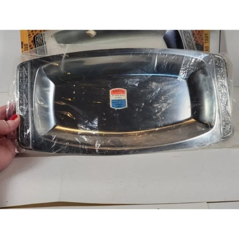 NOS New Vintage National Silver Company Japan Miranda Stainless Steel Tray 12.5
